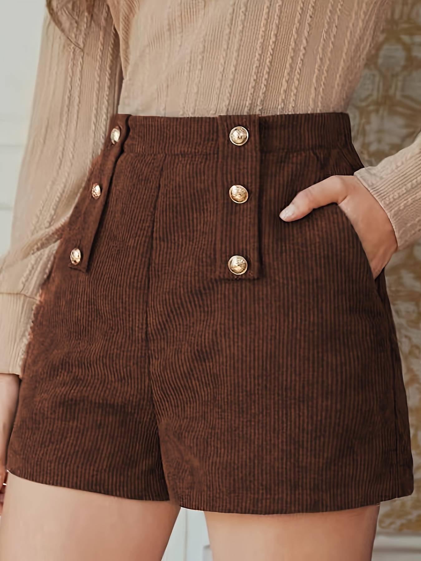 slant pocket waist shorts casual loose shorts for womens clothing details 3