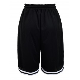 Color Block Drawstring Waist Shorts, Casual Elastic Waist Sporty Shorts, Women's Clothing
