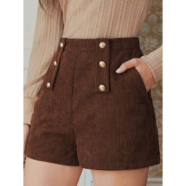 Slant Pocket Elastic Waist Shorts, Casual Loose Shorts For Spring & Summer, Women's Clothing