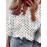 Tooluck Women's V-Neck Ruffle Polka Dot Print Lantern Sleeve Shirt