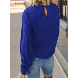 TooluckWomens Casual Tops Blouses Long Sleeve Ruffle Sleeve Loose Shirts