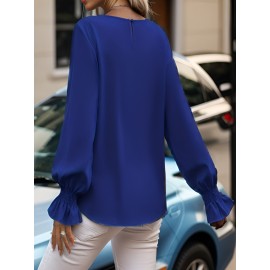 TooluckWomens Casual Tops Blouses Long Sleeve Ruffle Sleeve Loose Shirts