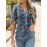 Floral Print Notched Neck Blouse, Casual Pleated Puff Sleeve Blouse For Spring & Summer, Women's Clothing